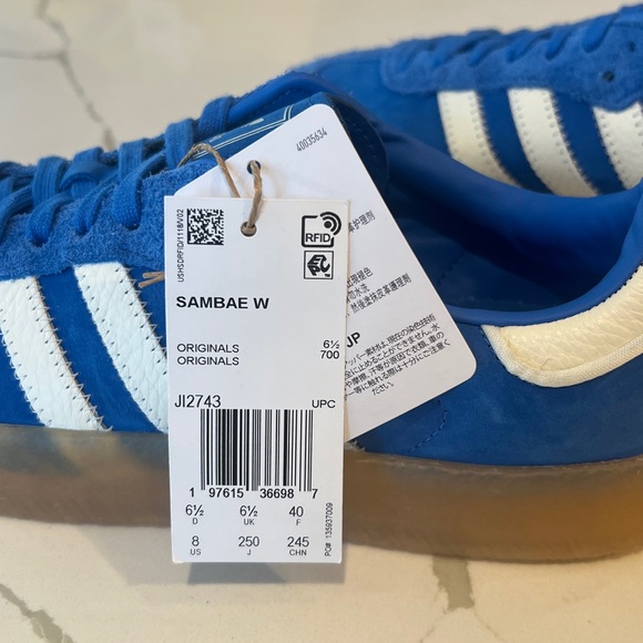 NWT Adidas Sambae Blue Blast Gum Sneakers Womens Sz 8 - Picture 11 of 16